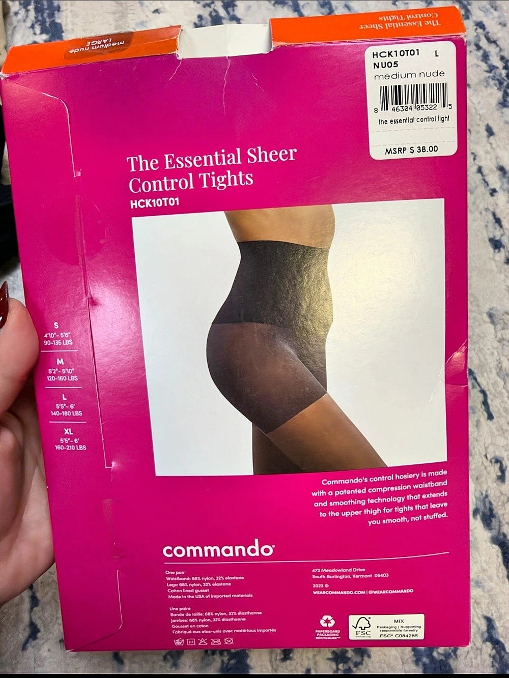 Commando Sheer Control Tights nude Large - Picture 2 of 3